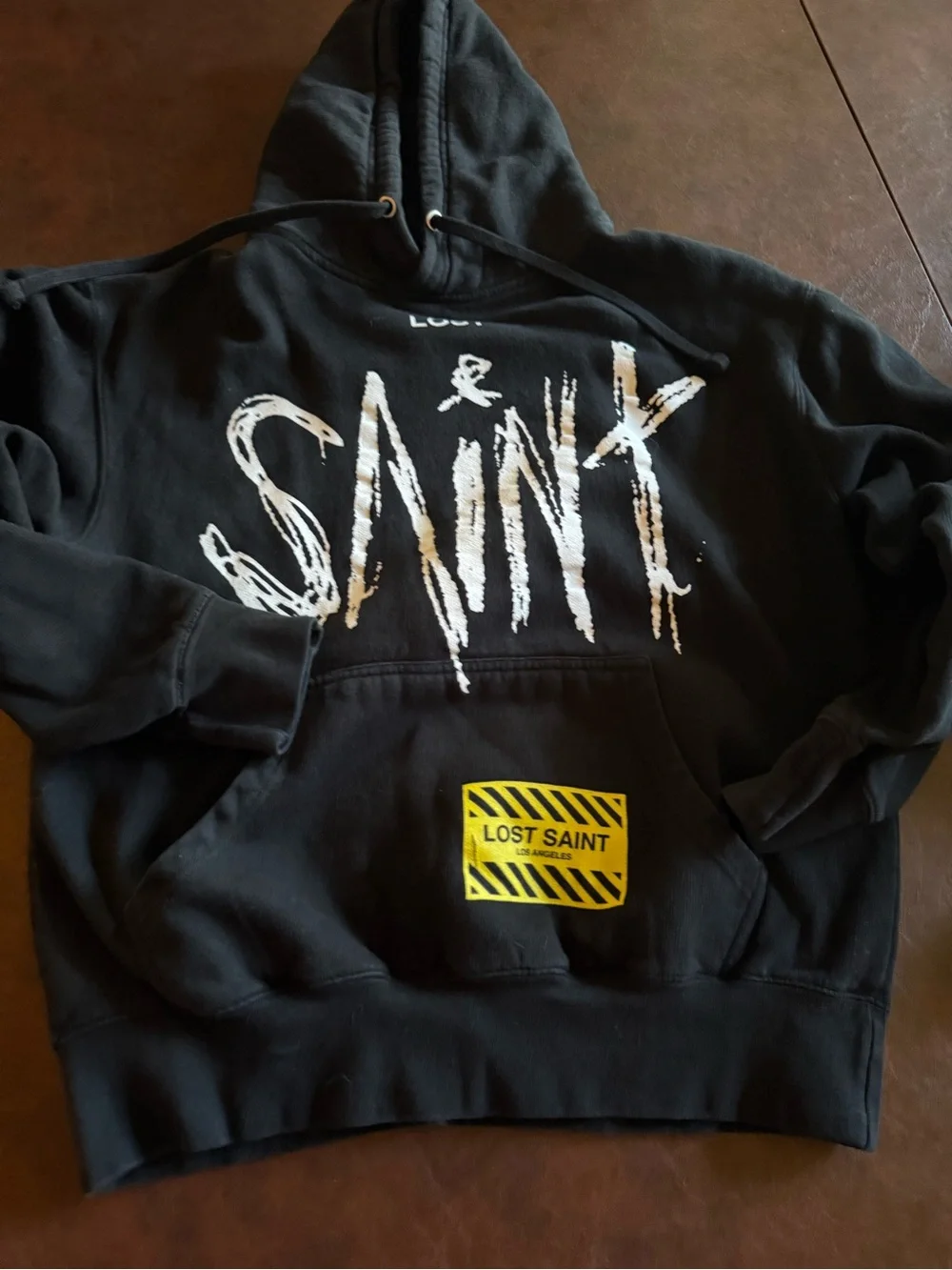 Men’s Black Hoodie with Bold White Logo